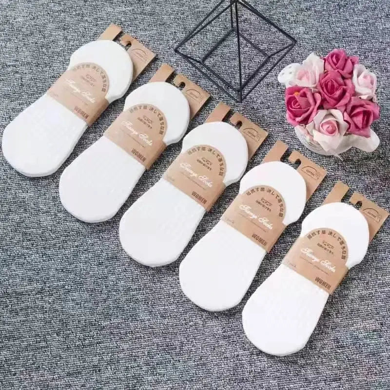 5 Pairs Women’s Invisible Silicone Boat Socks - Soft, Comfortable & Breathable Summer Ankle Slippers