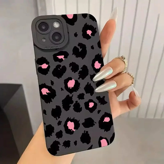 Trendy Pink Patterned Phone Case – iPhone Series Shockproof Soft Cover