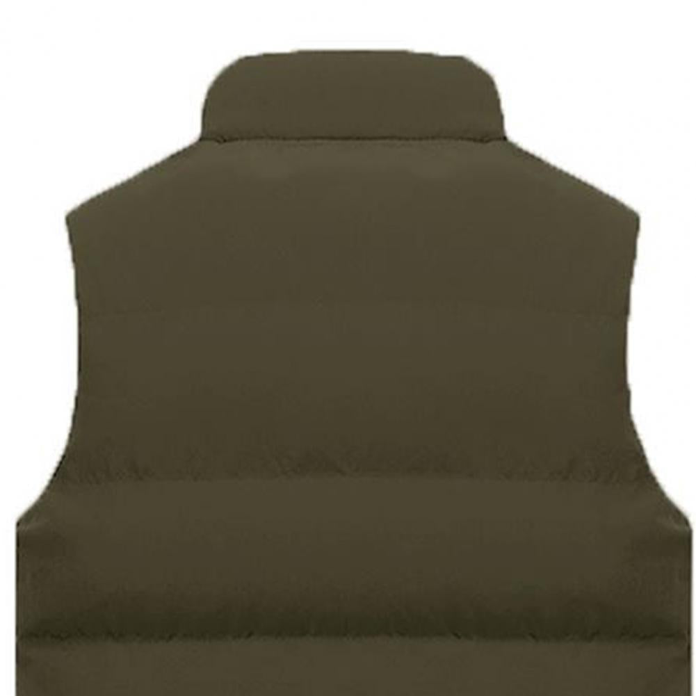 Men's Padded Stand Collar Sleeveless Jacket - Solid Color, Thicken, Cold-Proof Cotton Vest Waistcoat