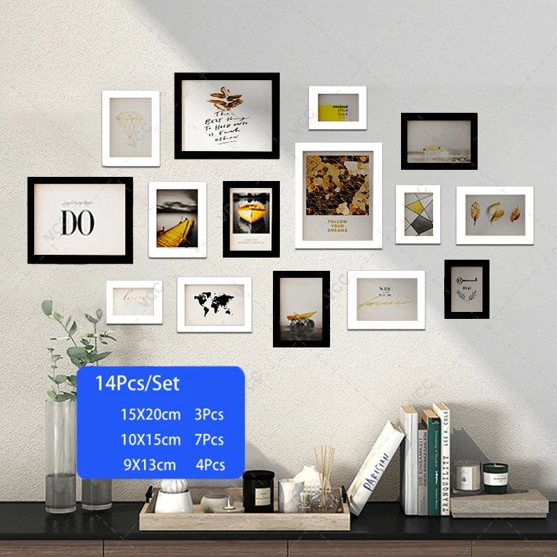 Elegant 14/19Pcs Wooden Photo Frames Set for Wall Décor: Perfect for Weddings, Parties, and Home Decoration