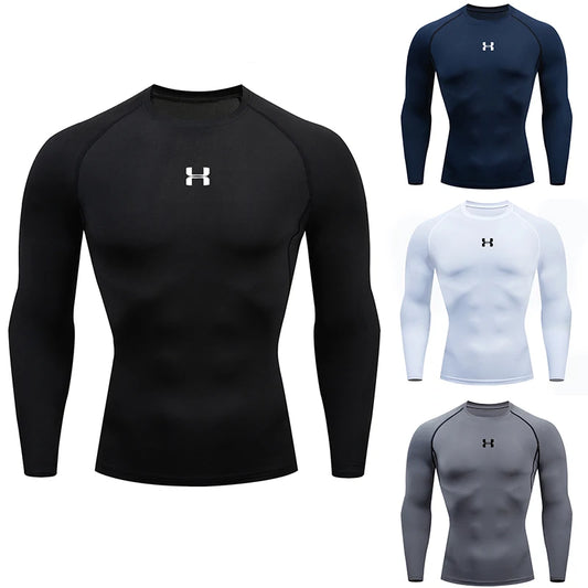 Men's Performance Compression Long Sleeve Sport Tee – Gym, Fitness, Jogging & Athletic Top