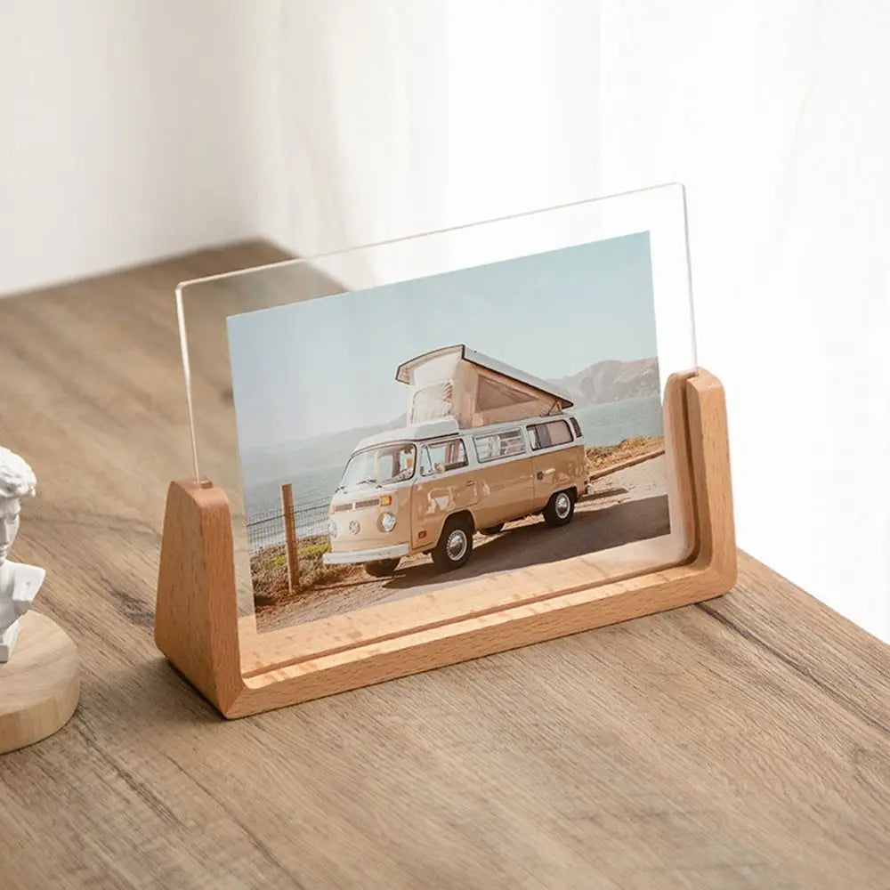 Walnut & Beech U-Shaped Acrylic Photo Frame – Perfect for Weddings & Office Decor