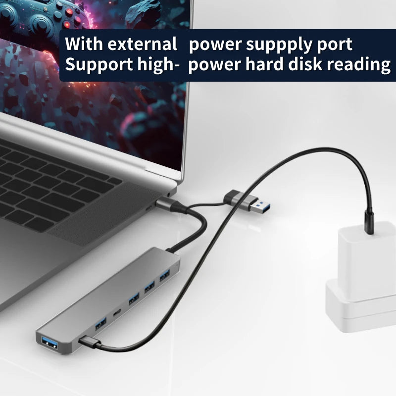 7-in-2 USB-C Hub: Ultimate Splitter Docking Station for MacBook & More