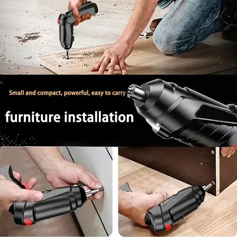 Rechargeable 3.6V Lithium Battery Cordless Electric Screwdriver & Drill Kit - Folding Power Tools for Home Use (2/47Pcs)