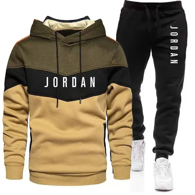 Autumn & Winter Comfort: Digital Print Men's Hoodie + Loose Casual Pants Fitness Set - 2 Piece