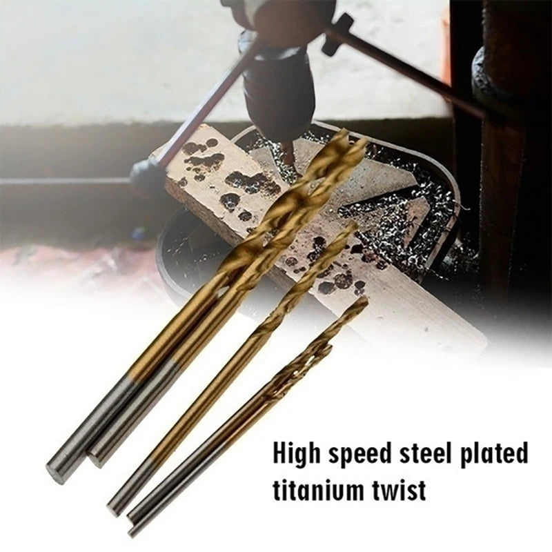 Premium Titanium Coated HSS Drill Bit Set – High Speed Steel Tools in Multiple Sizes (1-3mm) – 100/50Pcs