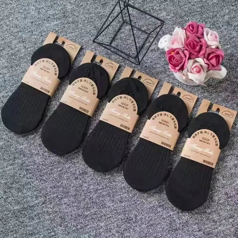 5 Pairs Women’s Invisible Silicone Boat Socks - Soft, Comfortable & Breathable Summer Ankle Slippers