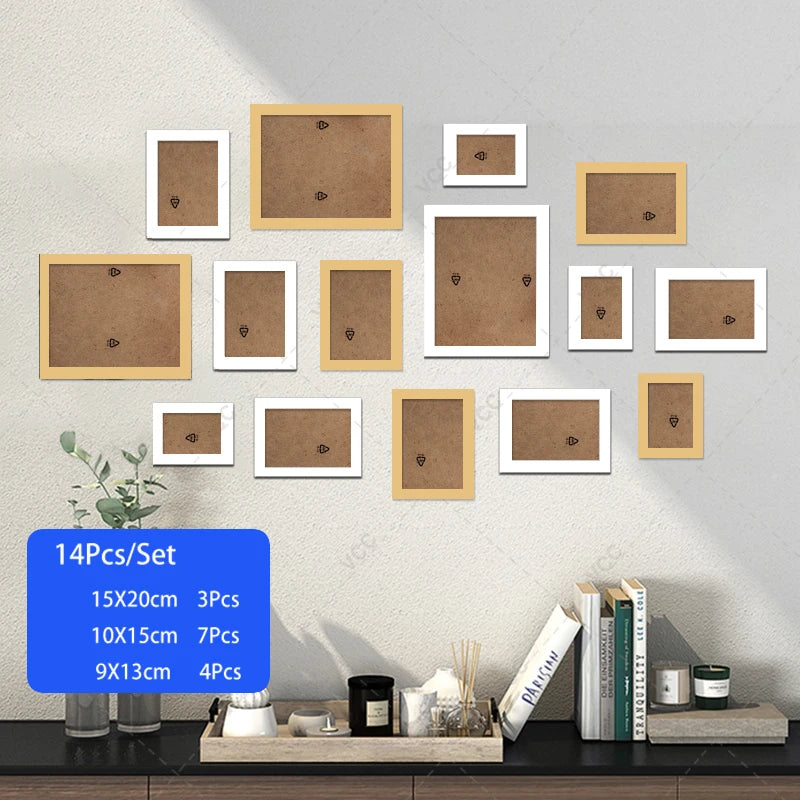 Elegant 14/19Pcs Wooden Photo Frames Set for Wall Décor: Perfect for Weddings, Parties, and Home Decoration