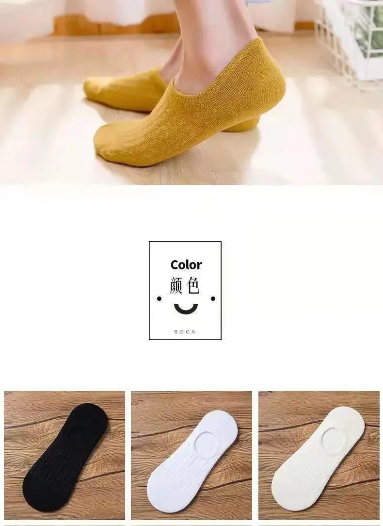 5 Pairs Women’s Invisible Silicone Boat Socks - Soft, Comfortable & Breathable Summer Ankle Slippers