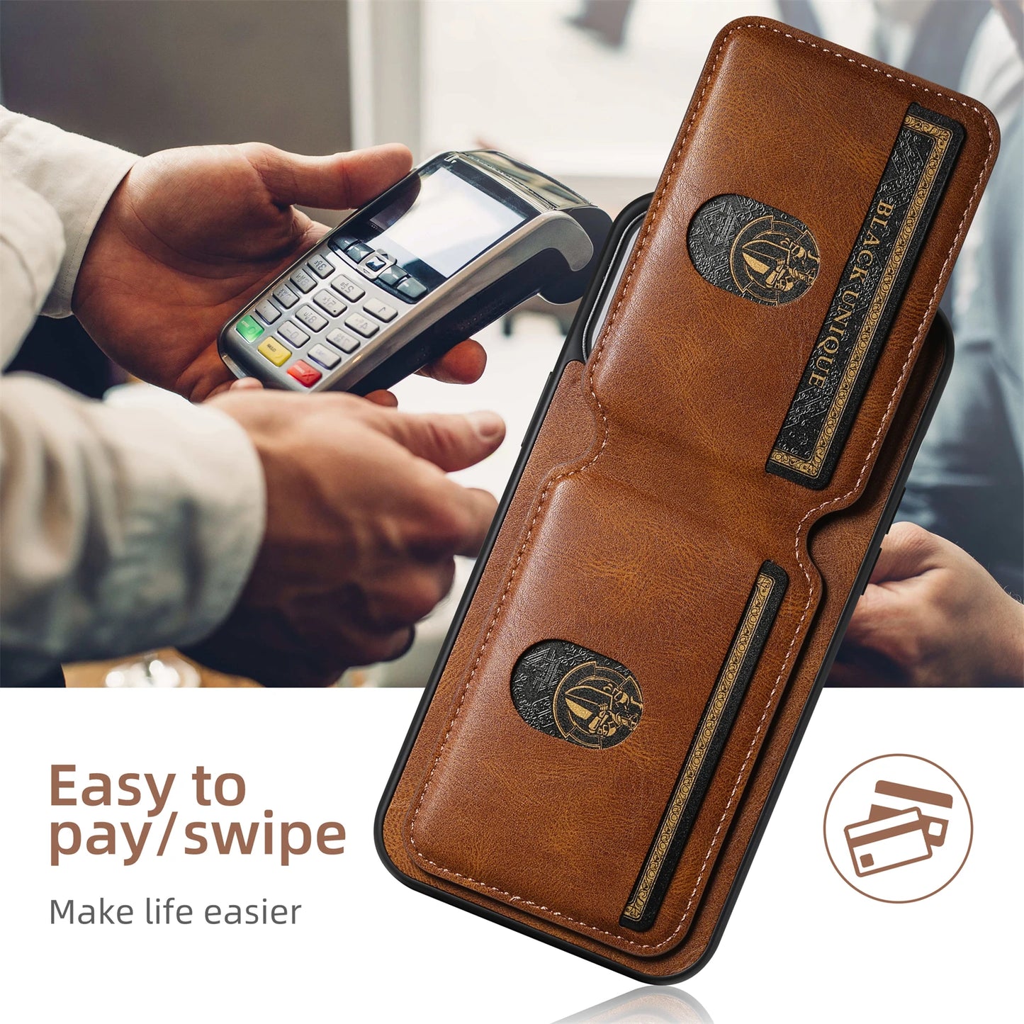 Premium Leather Magnetic Wallet Case for iPhone 16 Pro Max & More