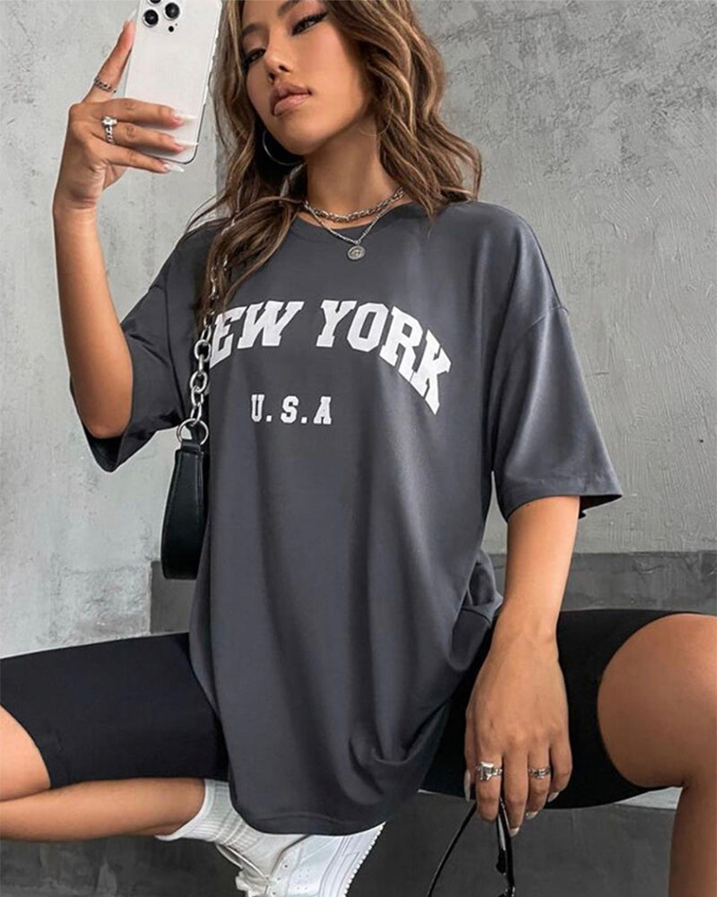 Blessyuki New York Retro O-Neck Tees: Casual Streetwear for Women - Harajuku Style, Plus Size, Perfect Summer Essential