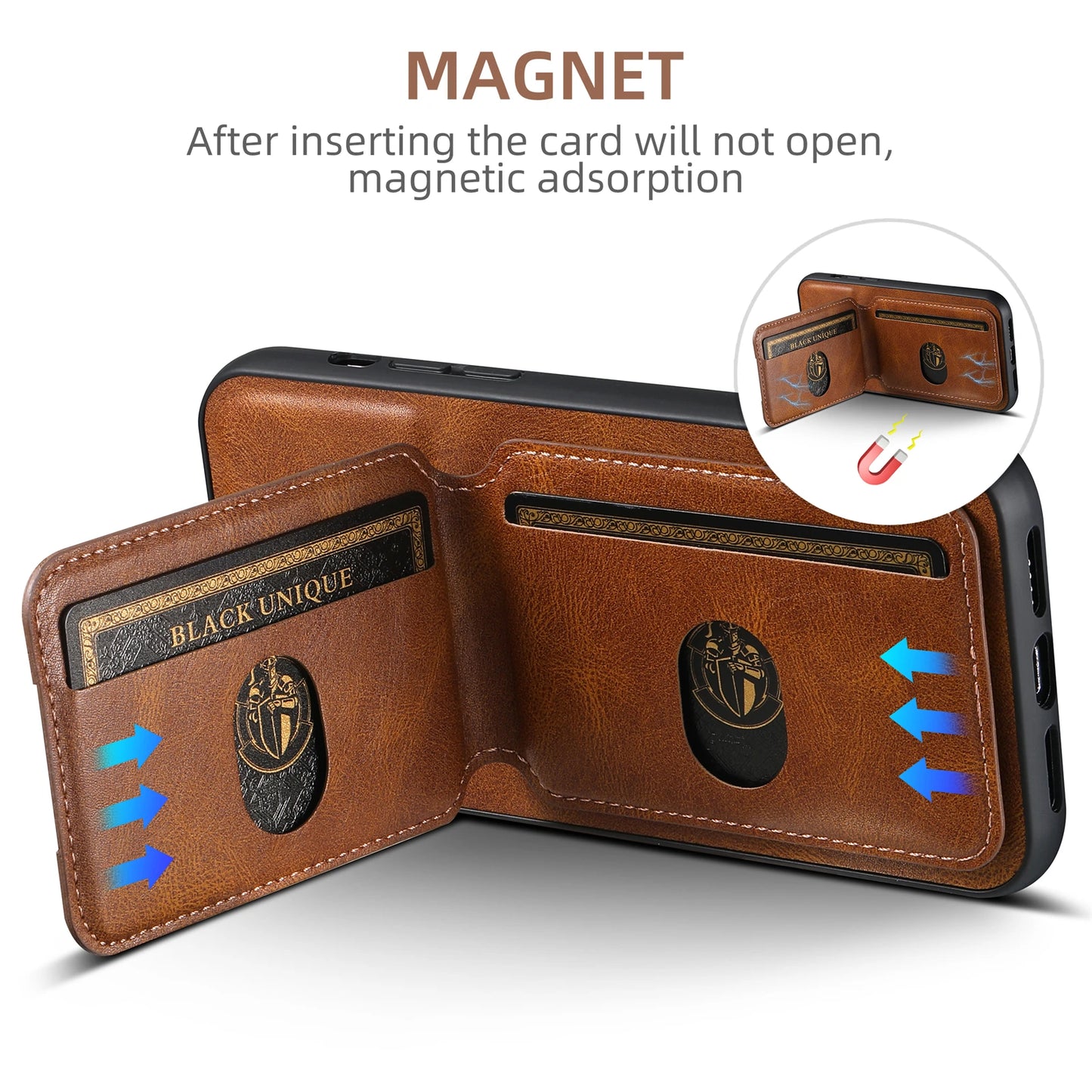 Premium Leather Magnetic Wallet Case for iPhone 16 Pro Max & More