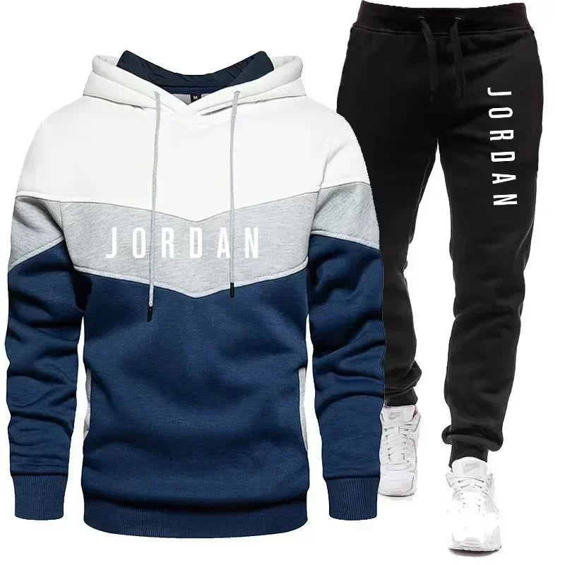 Autumn & Winter Comfort: Digital Print Men's Hoodie + Loose Casual Pants Fitness Set - 2 Piece