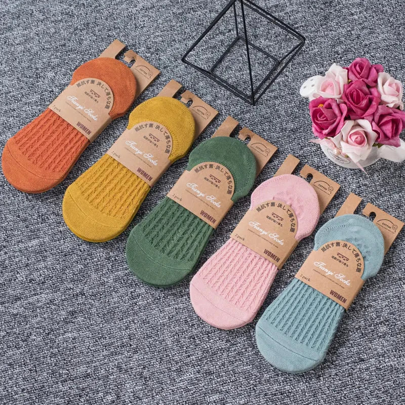 5 Pairs Women’s Invisible Silicone Boat Socks - Soft, Comfortable & Breathable Summer Ankle Slippers