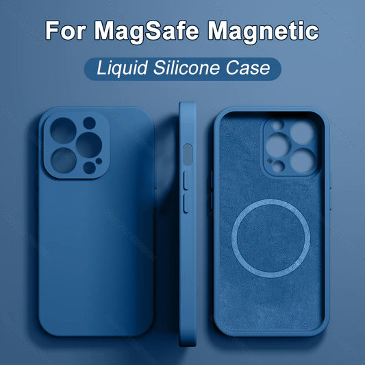 iPhone 15 Series Luxury Magnetic Liquid Silicone Magsafe Case Wireless Charging Ready