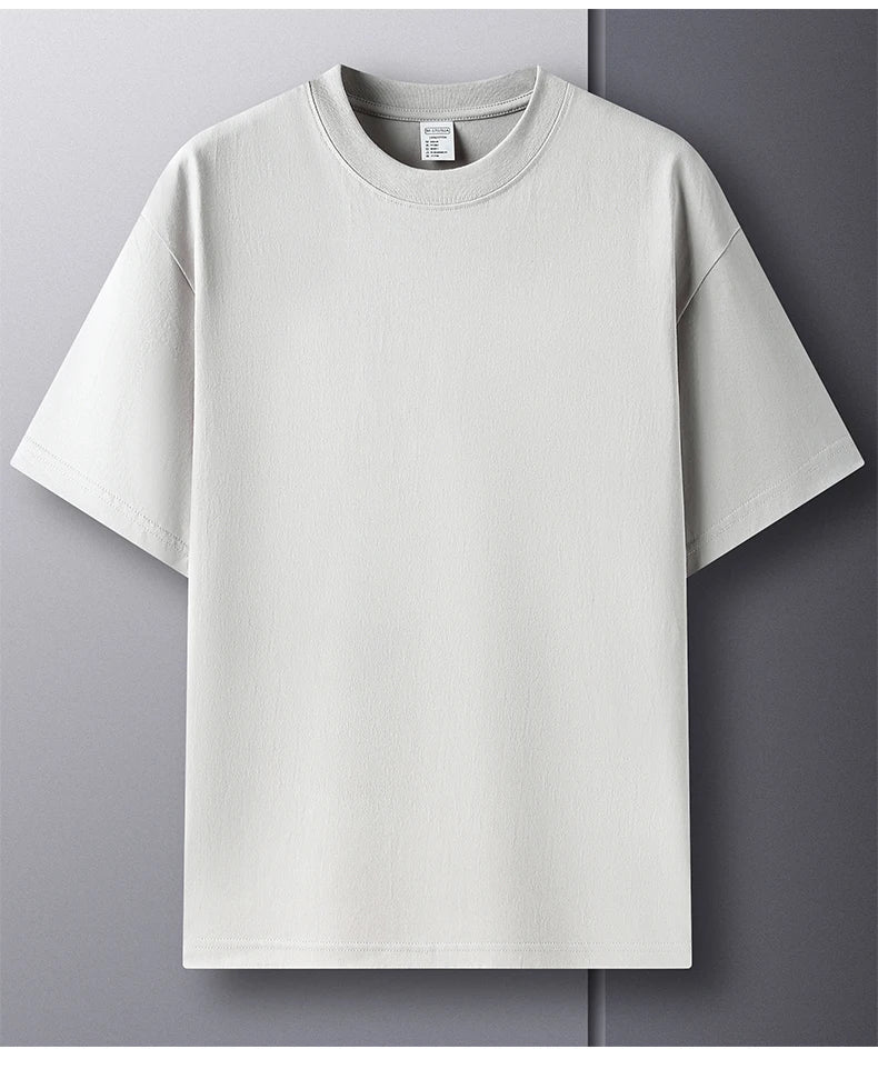 Summer Luxe: High-End Men's 100% Cotton Round Neck Tee