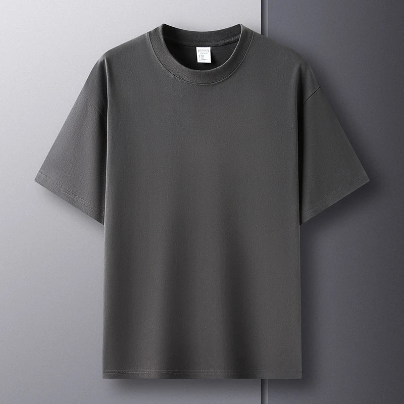 Summer Luxe: High-End Men's 100% Cotton Round Neck Tee