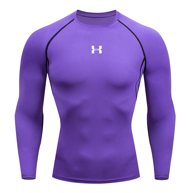 Men's Performance Compression Long Sleeve Sport Tee – Gym, Fitness, Jogging & Athletic Top