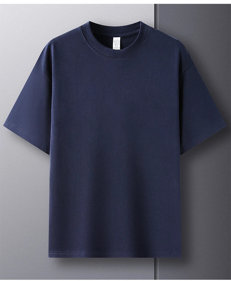 Summer Luxe: High-End Men's 100% Cotton Round Neck Tee