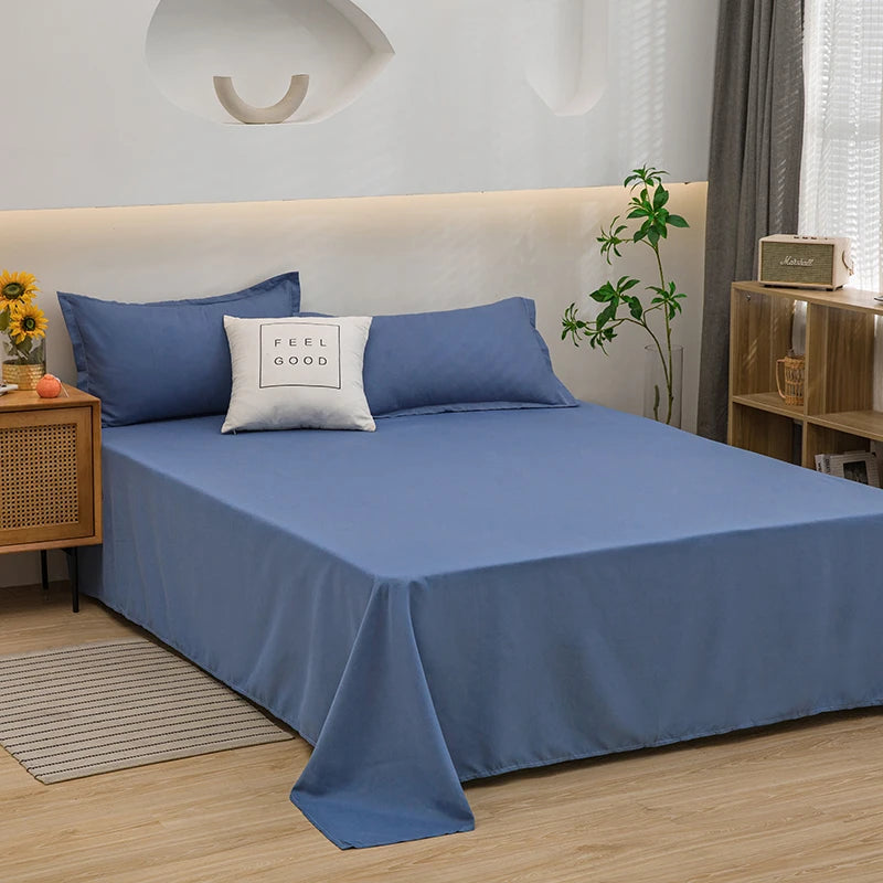 Luxurious Soft Solid Color Flat Bed Sheet for Double Bed, Queen, and King Sizes - Premium Home Bed Linen