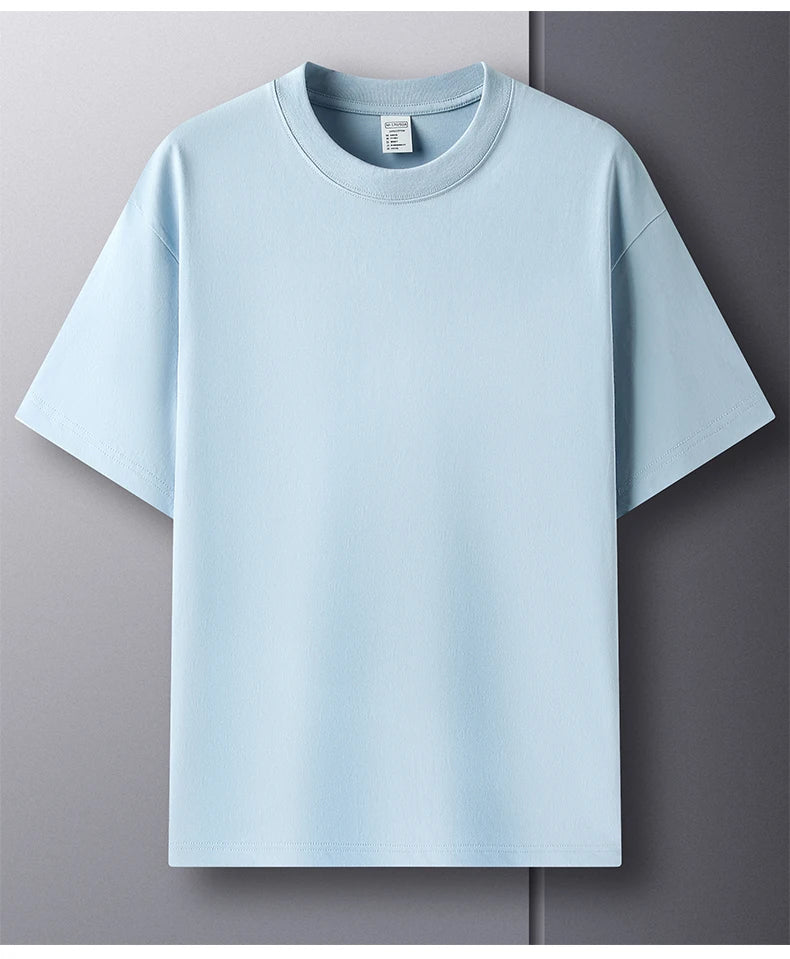 Summer Luxe: High-End Men's 100% Cotton Round Neck Tee