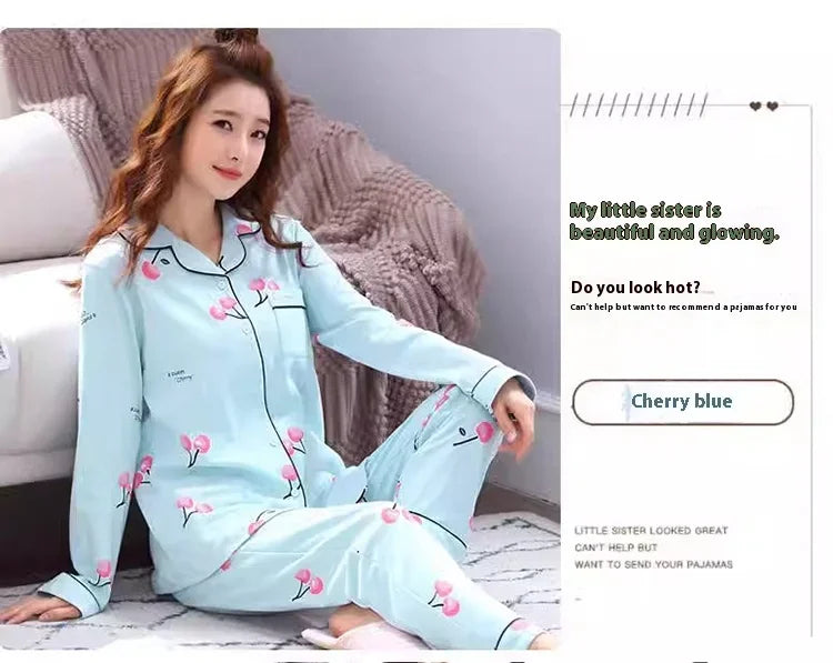 Women's Cozy V-Neck Button Down Pajama Set - Casual Nightwear, Autumn/Winter Loungewear Two-Piece