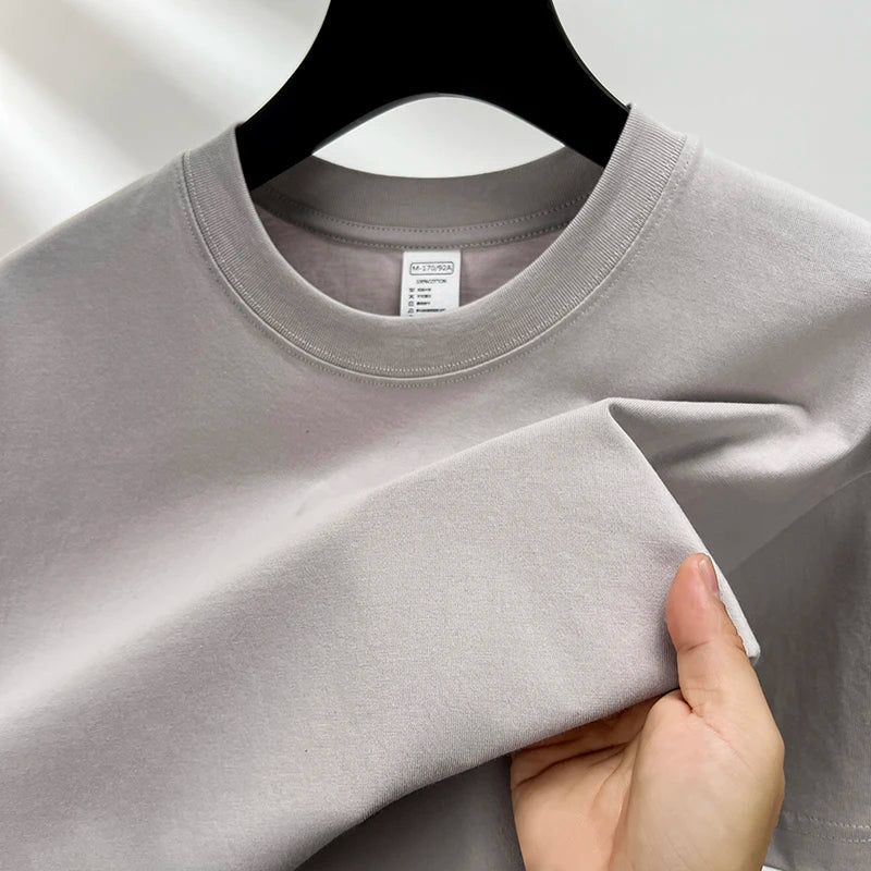 Summer Luxe: High-End Men's 100% Cotton Round Neck Tee