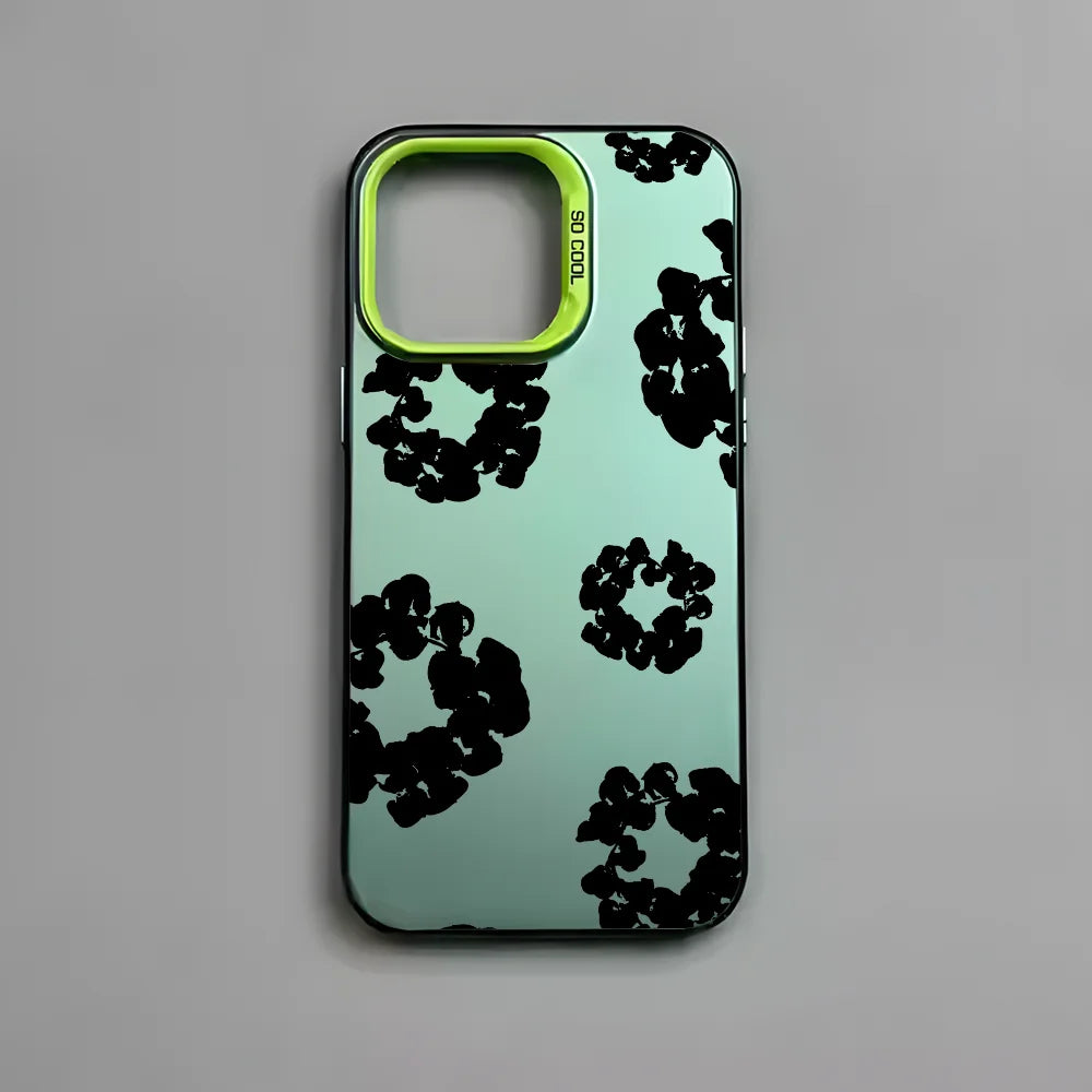 Luxurious D-Denim T-Tears iPhone Case - Matte Black with Aurora Multicolor Laser Finish