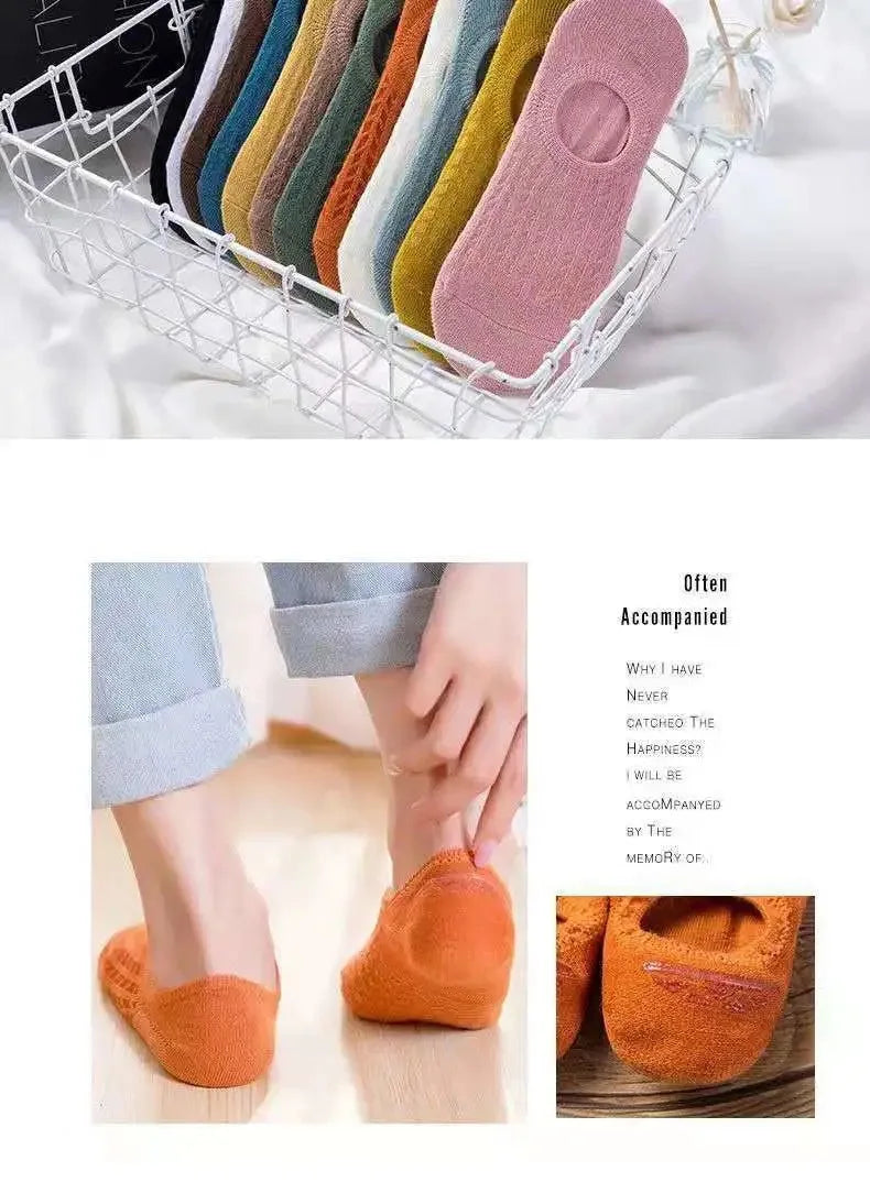 5 Pairs Women’s Invisible Silicone Boat Socks - Soft, Comfortable & Breathable Summer Ankle Slippers