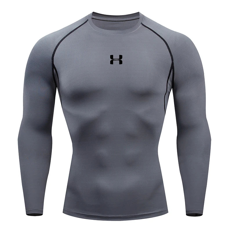 Men's Performance Compression Long Sleeve Sport Tee – Gym, Fitness, Jogging & Athletic Top