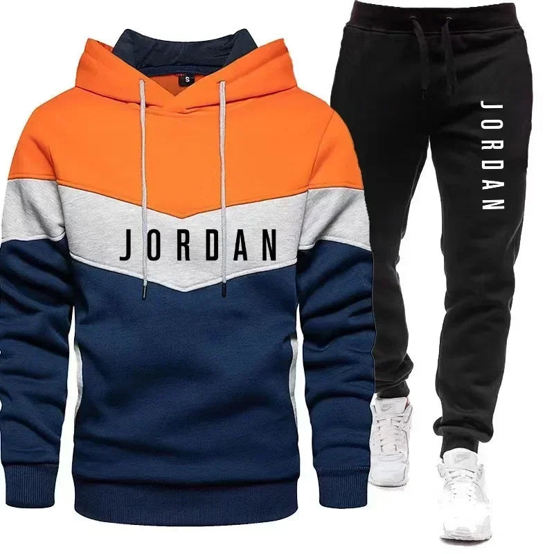 Autumn & Winter Comfort: Digital Print Men's Hoodie + Loose Casual Pants Fitness Set - 2 Piece