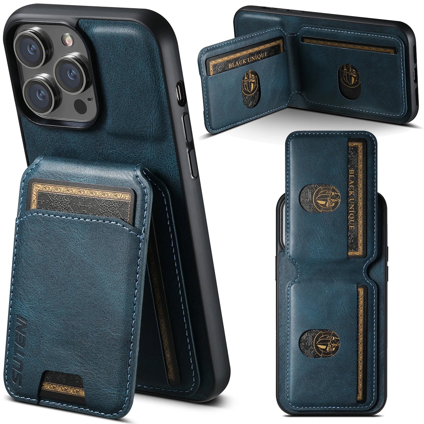 Premium Leather Magnetic Wallet Case for iPhone 16 Pro Max & More