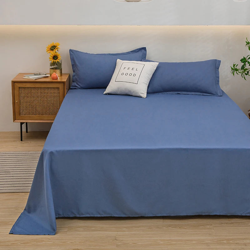 Luxurious Soft Solid Color Flat Bed Sheet for Double Bed, Queen, and King Sizes - Premium Home Bed Linen