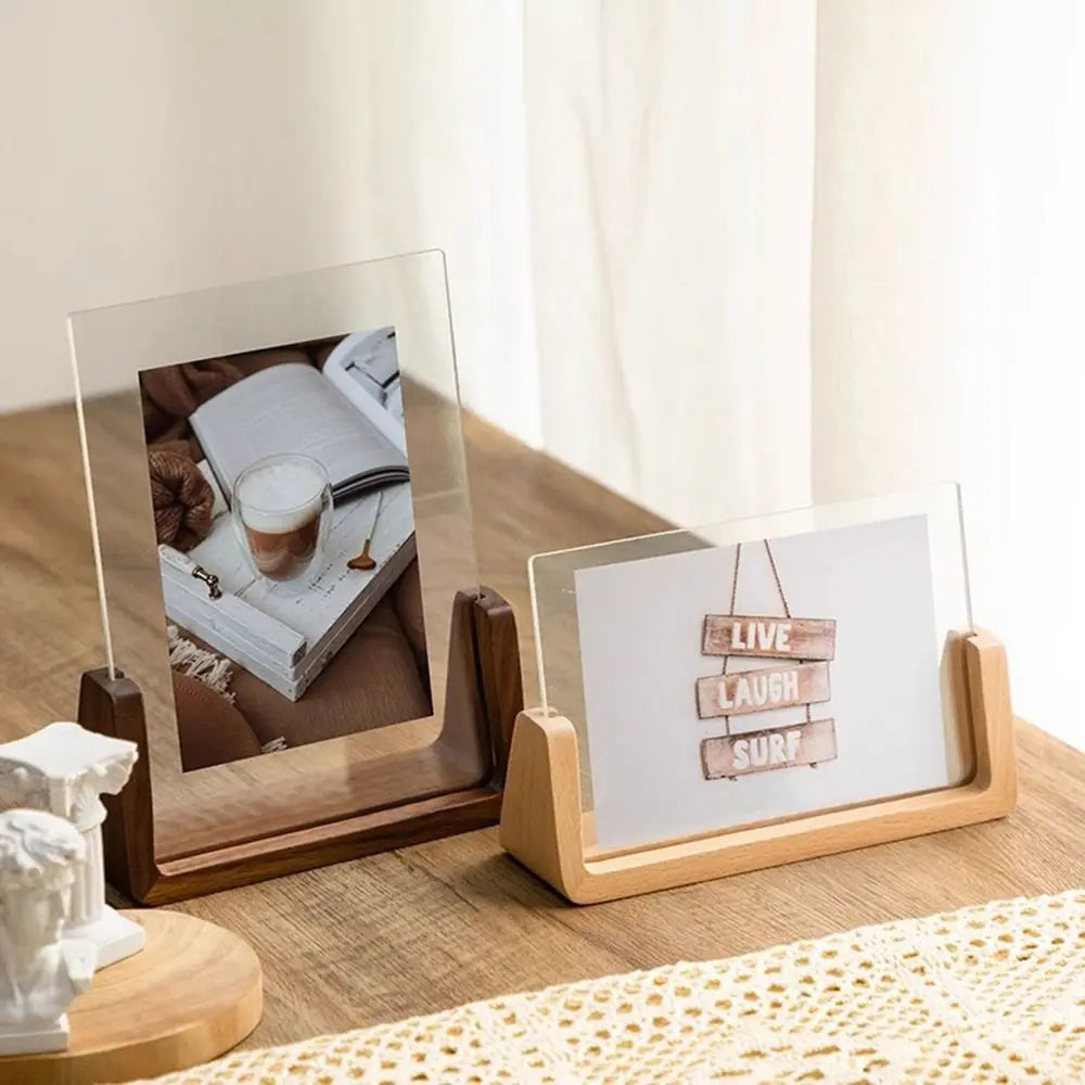 Walnut & Beech U-Shaped Acrylic Photo Frame – Perfect for Weddings & Office Decor