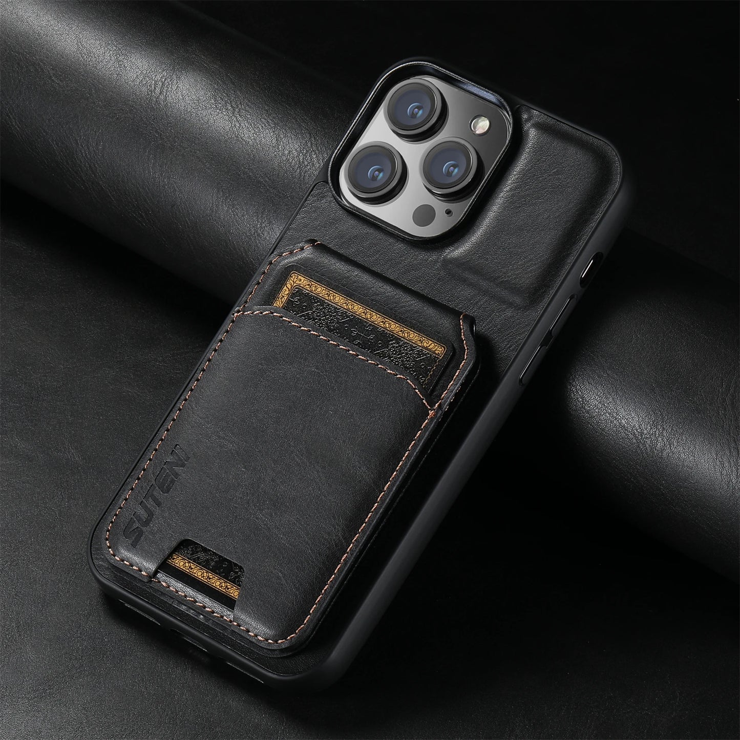 Premium Leather Magnetic Wallet Case for iPhone 16 Pro Max & More