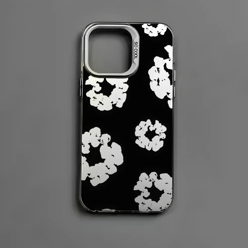 Luxurious D-Denim T-Tears iPhone Case - Matte Black with Aurora Multicolor Laser Finish