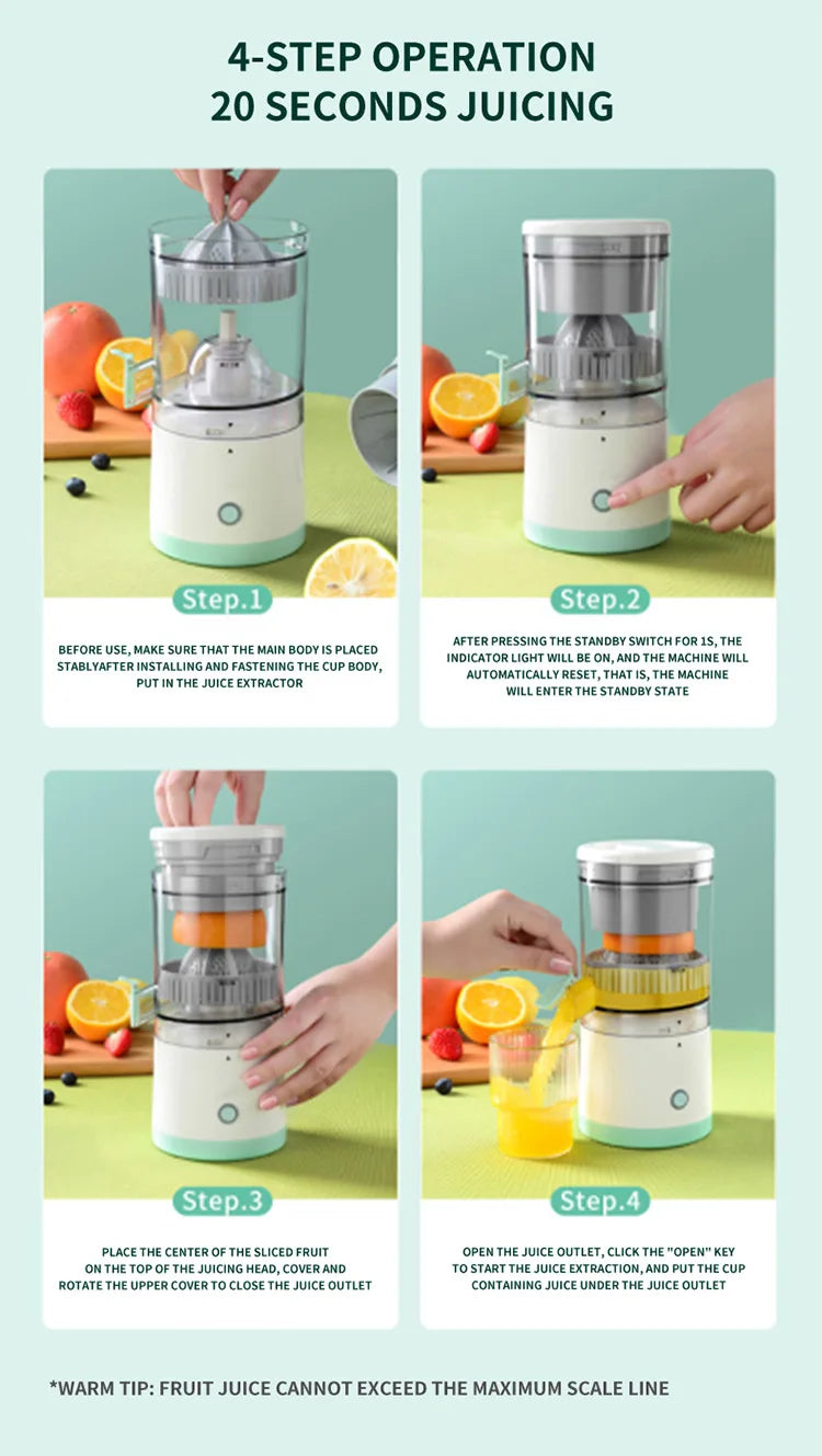 Compact USB-Powered Citrus Juicer: Fresh Juice Anytime, Anywhere