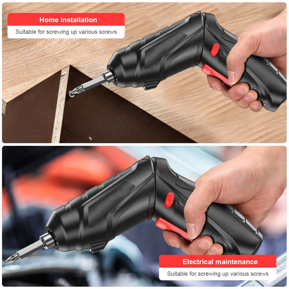 Rechargeable 3.6V Lithium Battery Cordless Electric Screwdriver & Drill Kit - Folding Power Tools for Home Use (2/47Pcs)