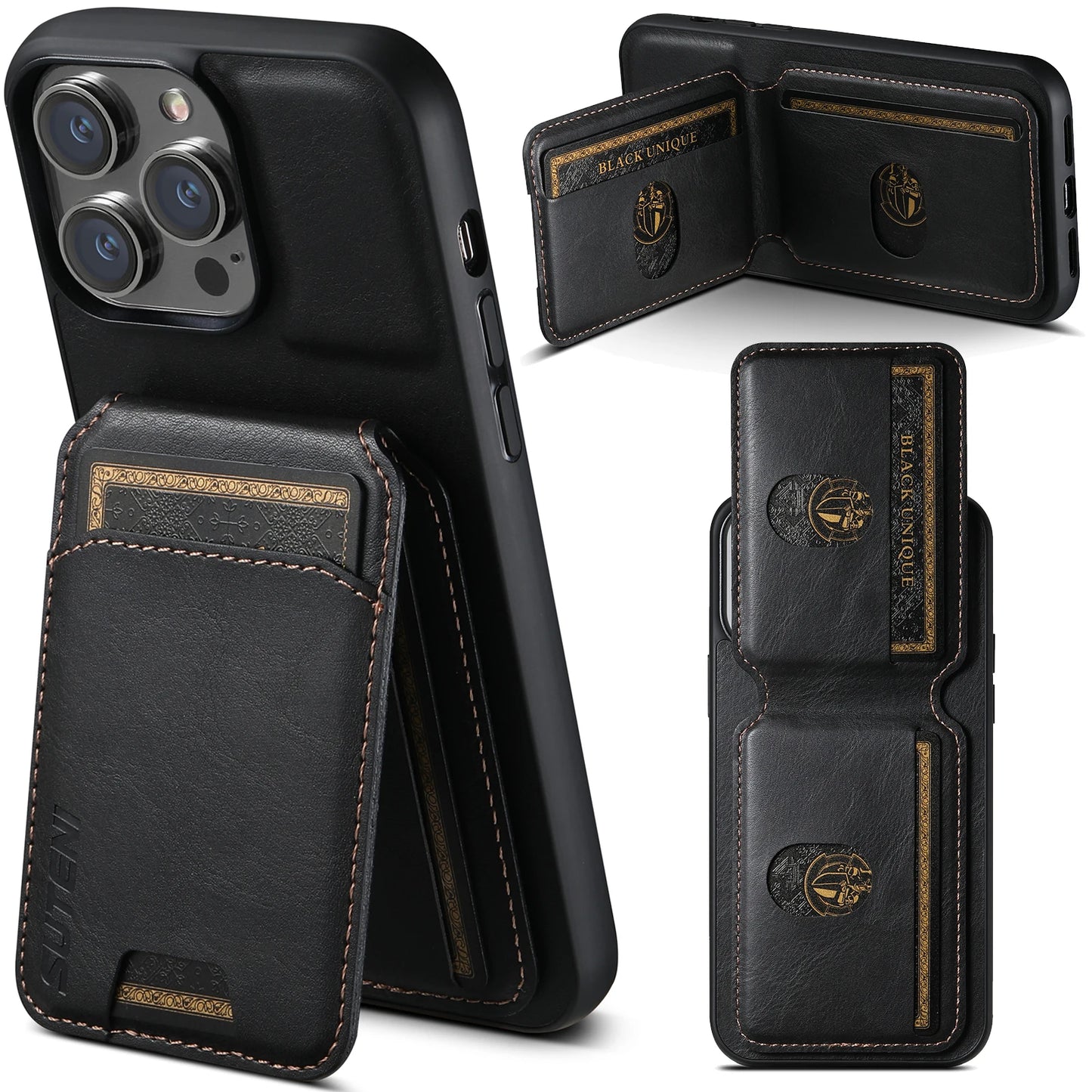 Premium Leather Magnetic Wallet Case for iPhone 16 Pro Max & More