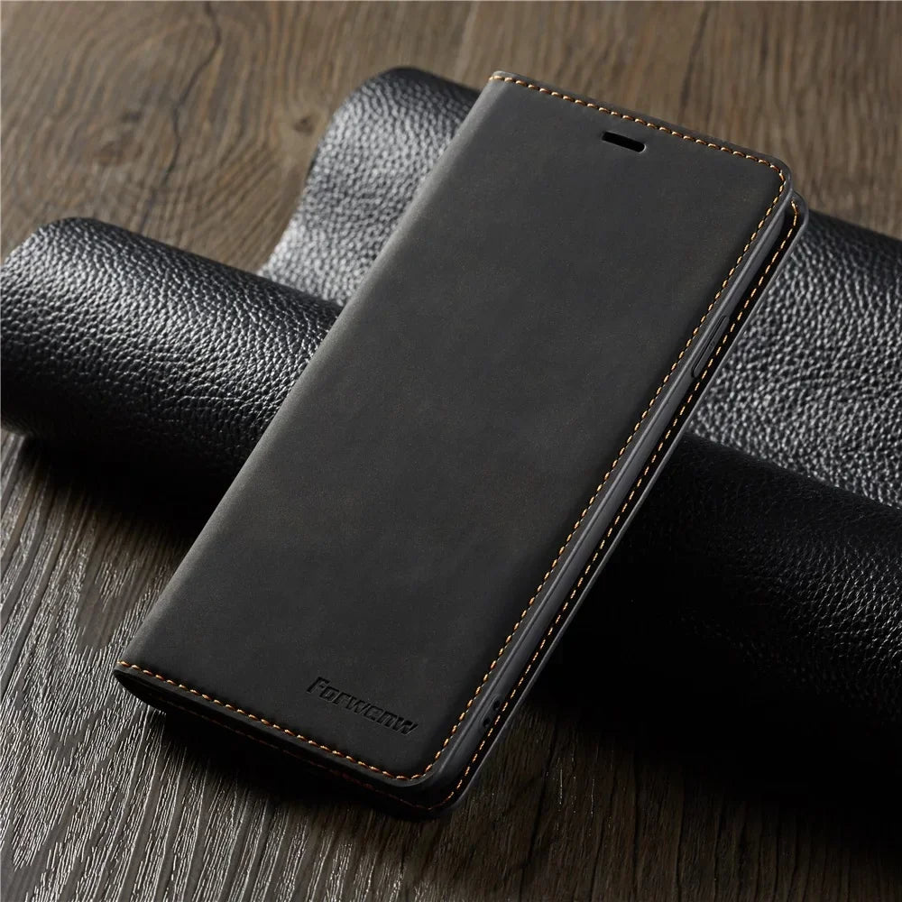 Premium Thin Suede Leather Wallet Case for iPhone Series - Strong Magnet, Flip Cover Protection for All Models