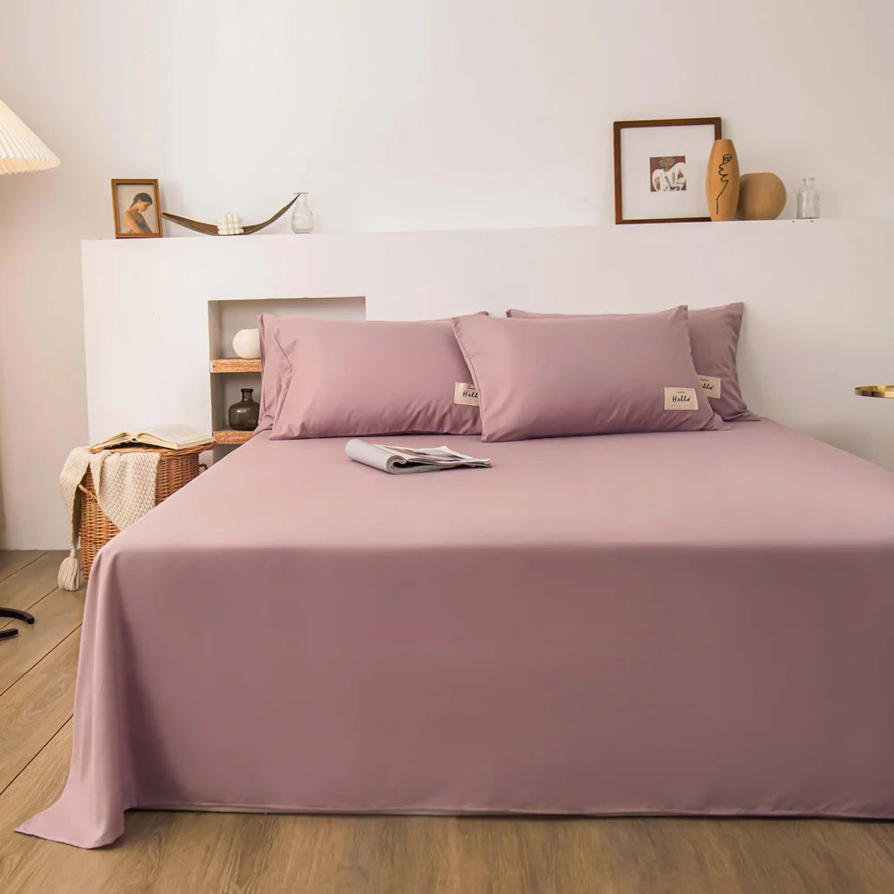 Luxurious Soft Solid Color Flat Bed Sheet for Double Bed, Queen, and King Sizes - Premium Home Bed Linen