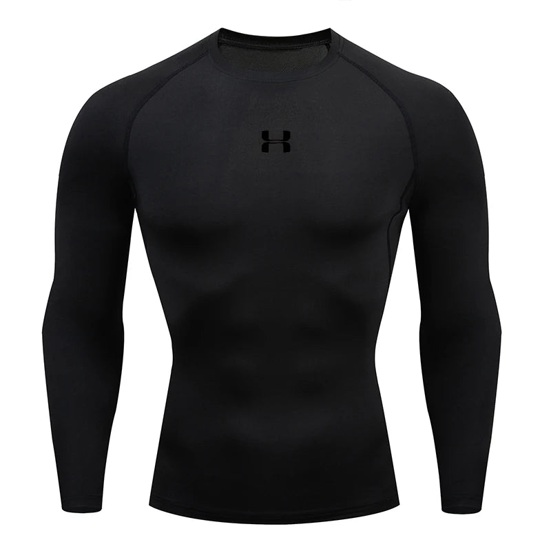 Men's Performance Compression Long Sleeve Sport Tee – Gym, Fitness, Jogging & Athletic Top