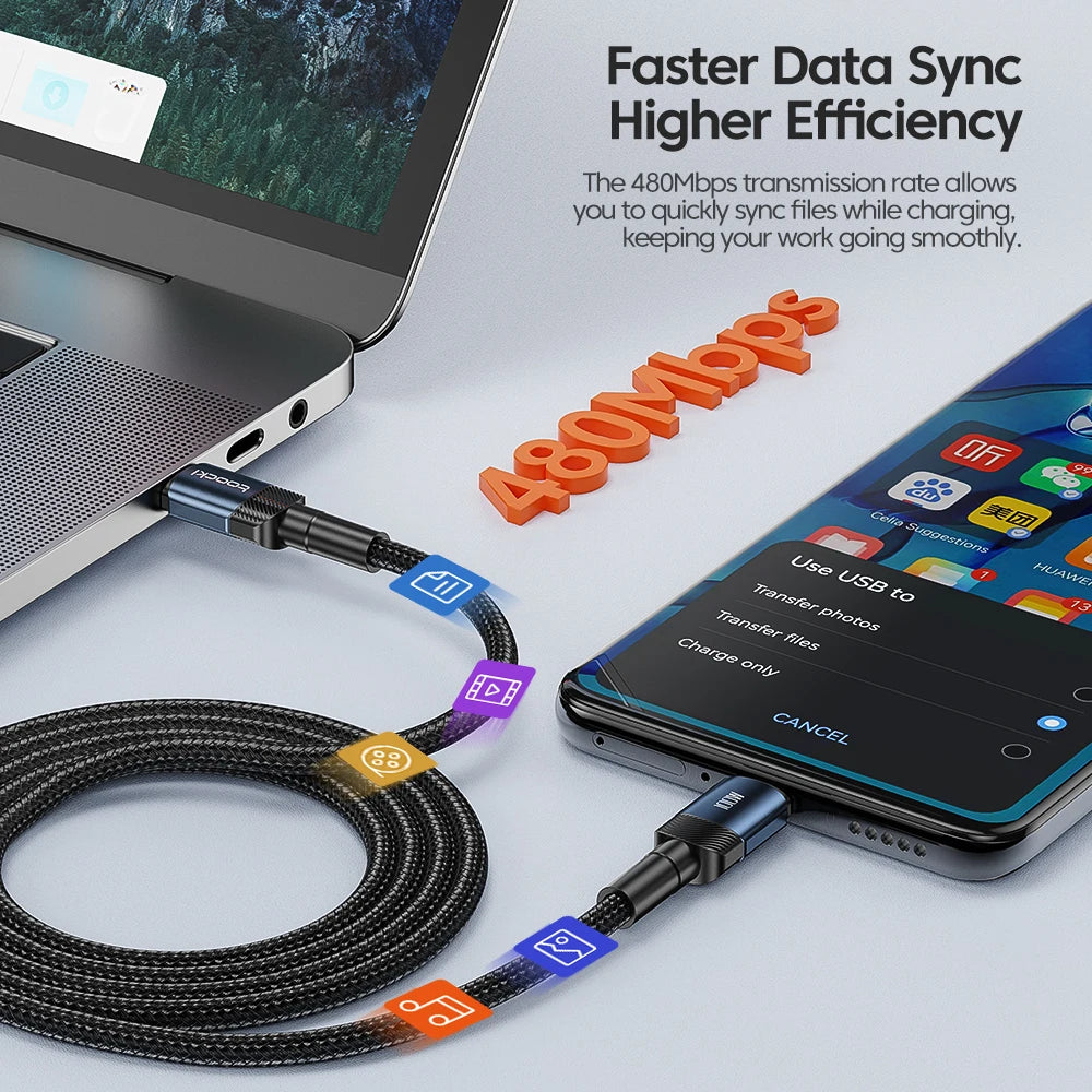 100W Speed: Ultimate USB-C to C Charging & Data Cables from Toocki for mobile phones