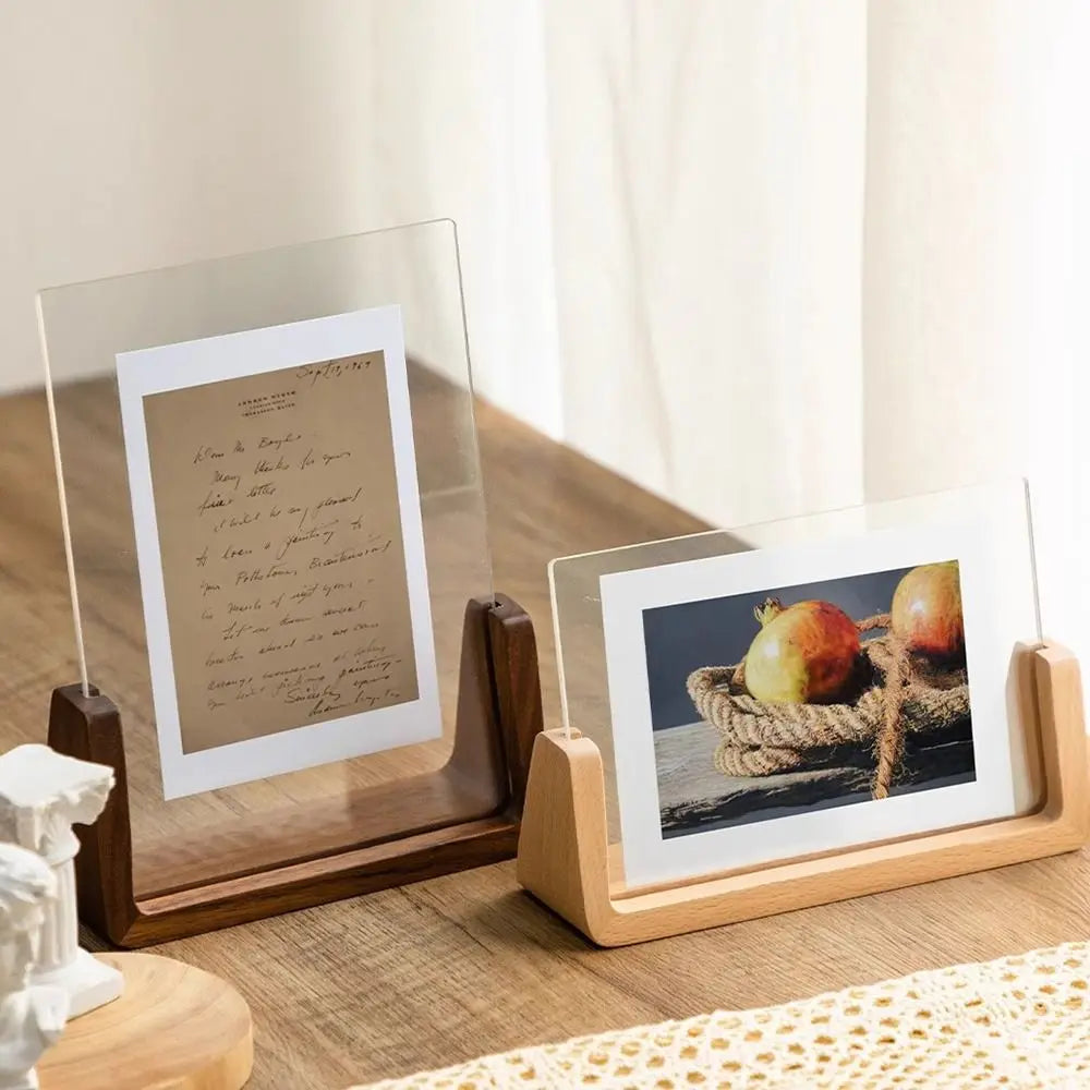 Walnut & Beech U-Shaped Acrylic Photo Frame – Perfect for Weddings & Office Decor