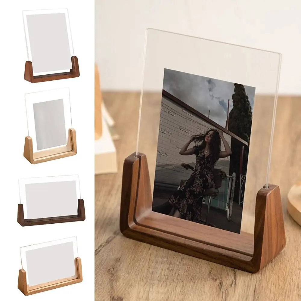 Walnut & Beech U-Shaped Acrylic Photo Frame – Perfect for Weddings & Office Decor