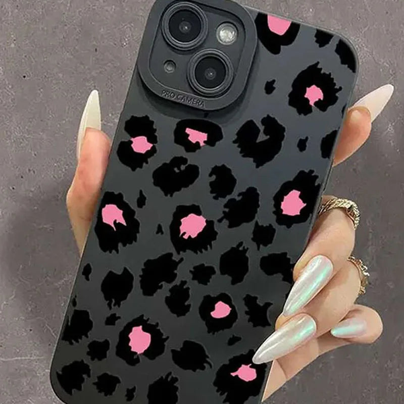 Trendy Pink Patterned Phone Case – iPhone Series Shockproof Soft Cover